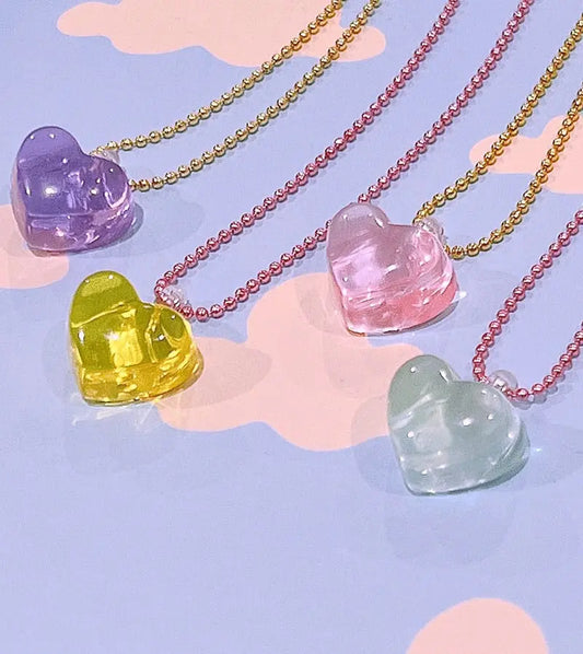 Pop Cutie Jello Heart Kids Necklaces Pop Cutie