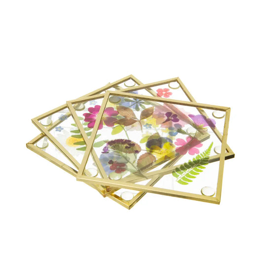 Pressed Flowers Glass Coasters SASS AND BELLE
