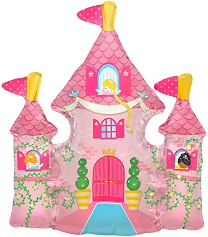 Pretty Princess Castle Tower Air-Fill Mini Shape 14" Foil Balloon, Pink Foil