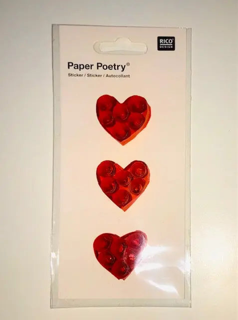 Quilling Stickers Big Red Hearts Rico design