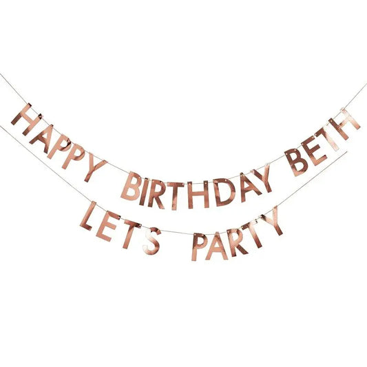 ROSE GOLD PERSONALISED BIRTHDAY BANNER Ginger Ray