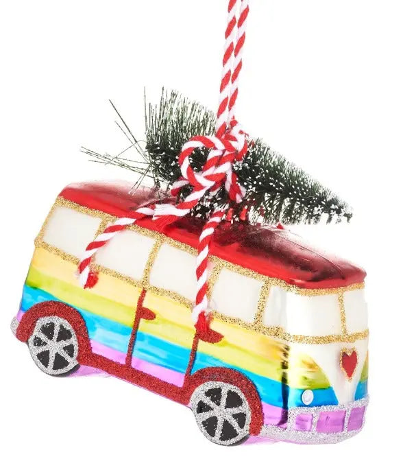 Rainbow Camper Van With Tree Bauble SASS AND BELLE