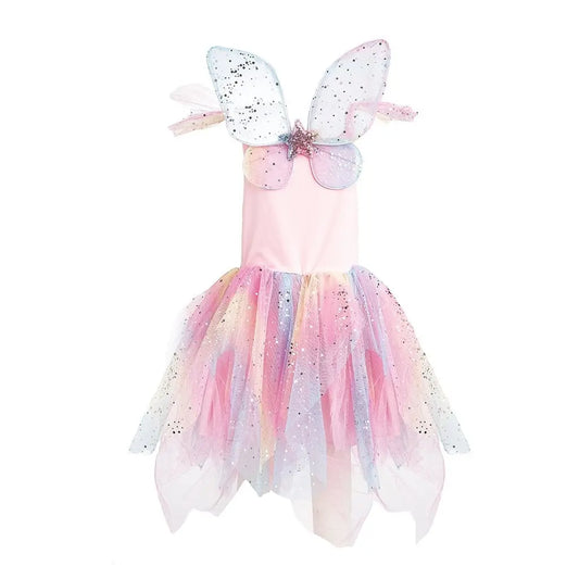 Rainbow Fairy Dress & Wings Great Pretenders