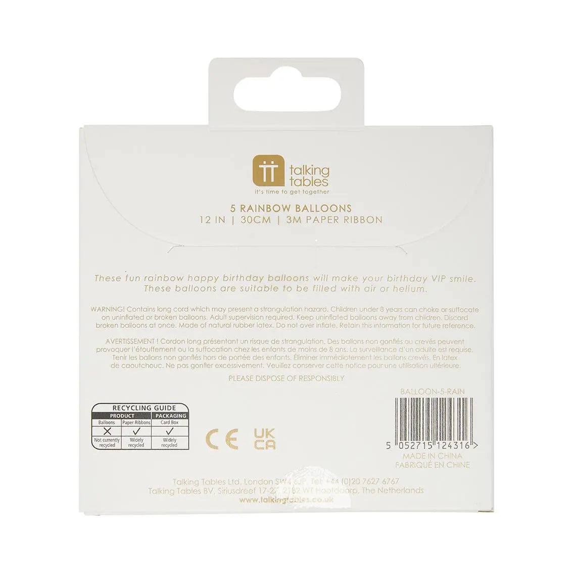 Rainbow Happy Birthday Balloons Talking Tables