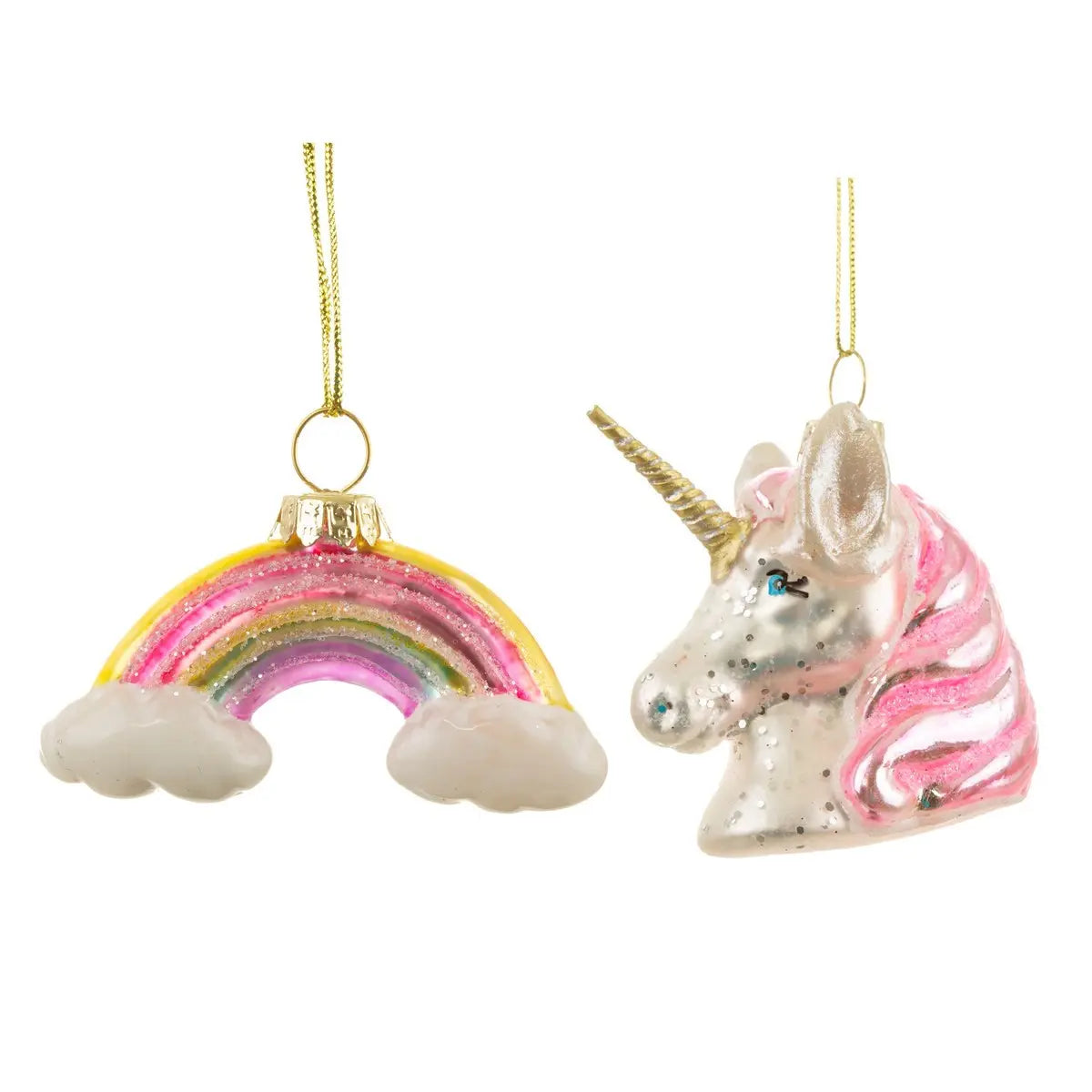 Rainbow Unicorn Shaped Baubles - Set Of 2 - SASS & BELLE SASS AND BELLE
