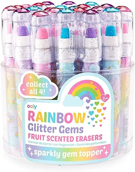Rainbow glitter gem scented erasers OOLY