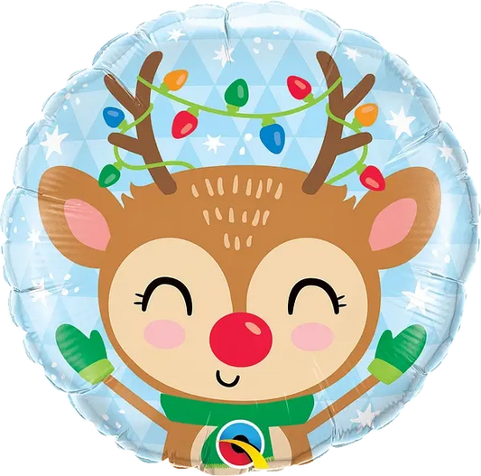 Reindeer & Colored Lights FOIL BALLOON qualatex