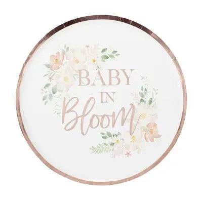 Rose Gold Baby In Bloom Baby Shower Plates Ginger Ray