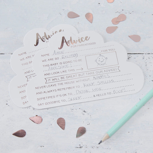 Rose Gold Baby Shower Advice Cards Ginger Ray