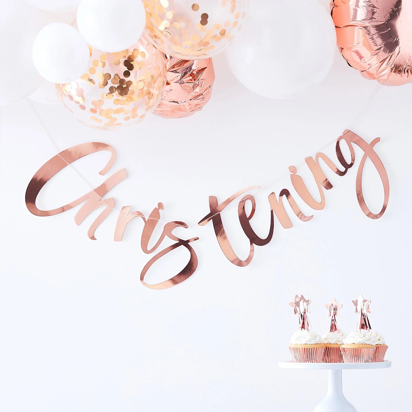 Rose Gold Christening Banner Ginger Ray