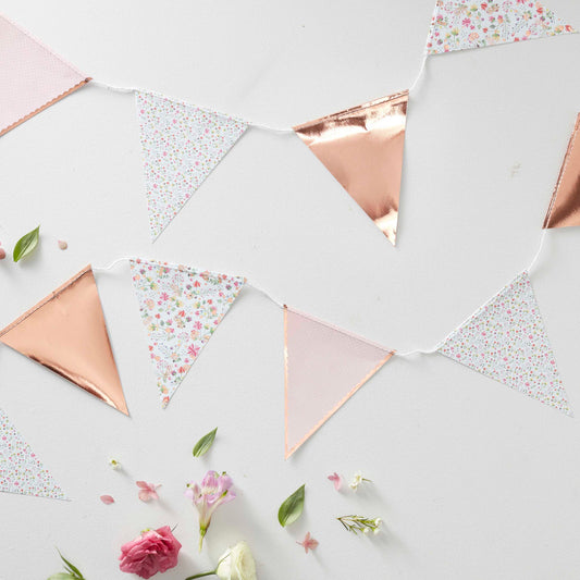 Rose Gold Floral Party Bunting GingerRay