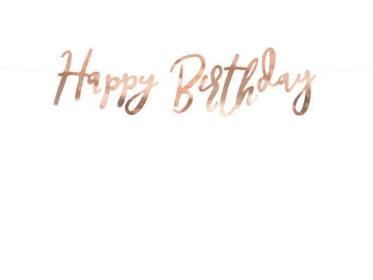 Rose Gold Happy Birthday Banner Partydeco