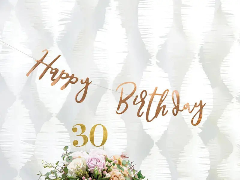 Rose Gold Happy Birthday Banner Partydeco