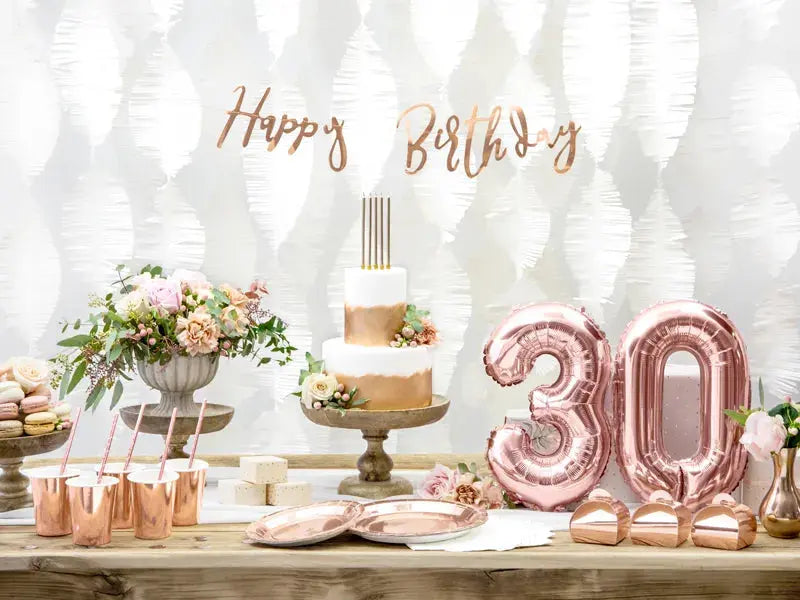 Rose Gold Happy Birthday Banner Partydeco