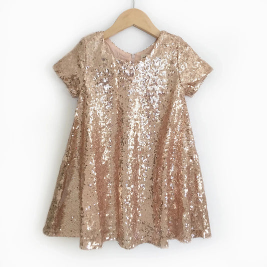 Rose Gold Sequin Dress - Short Sleeves Faire