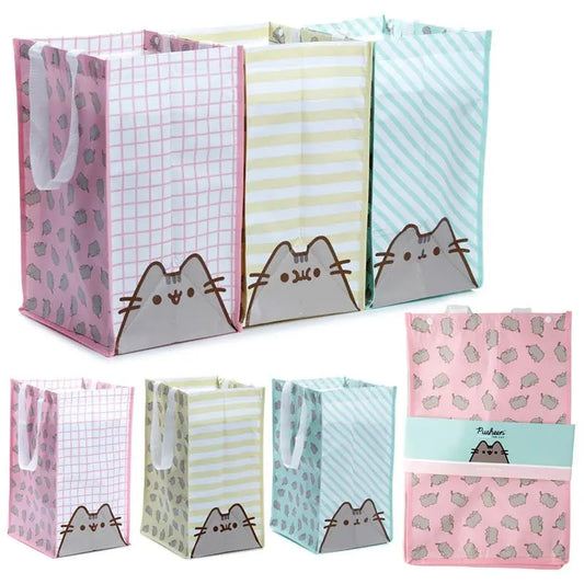 SET OF 3 RECYCLED PLASTIC BOTTLES RPET RECYCLING BAGS - PUSHEEN THE CAT Puckatore