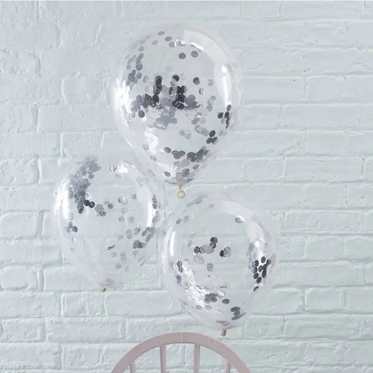 SILVER CONFETTI FILLED BALLOONS - PICK & MIX GingerRay