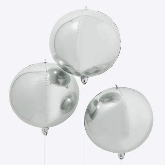 SILVER FOIL ORB BALLOONS GingerRay