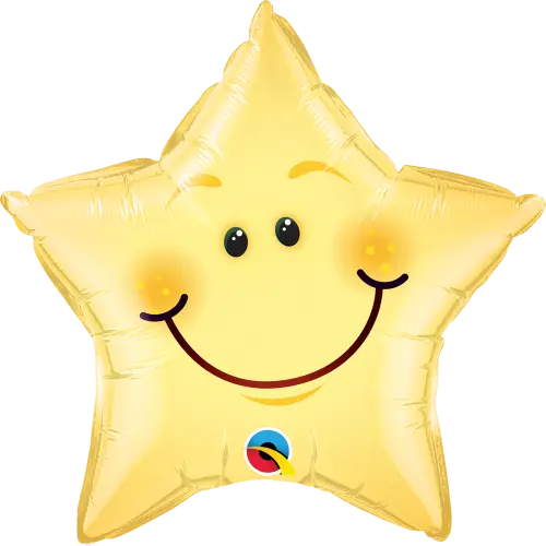 SMILEY FACE STAR YELLOW - 50CM qualatex