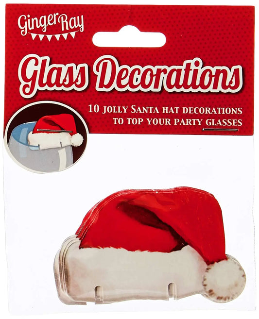 Santa Hat Christmas Glass Decorations Ginger Ray
