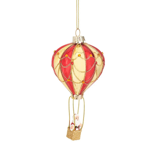 Santa In A Hot Air Balloon Shaped Bauble SASS AND BELLE
