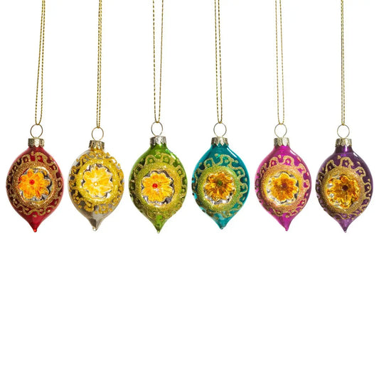Set Of 6 Bright Metallic Open Faced Baubles SASS AND BELLE