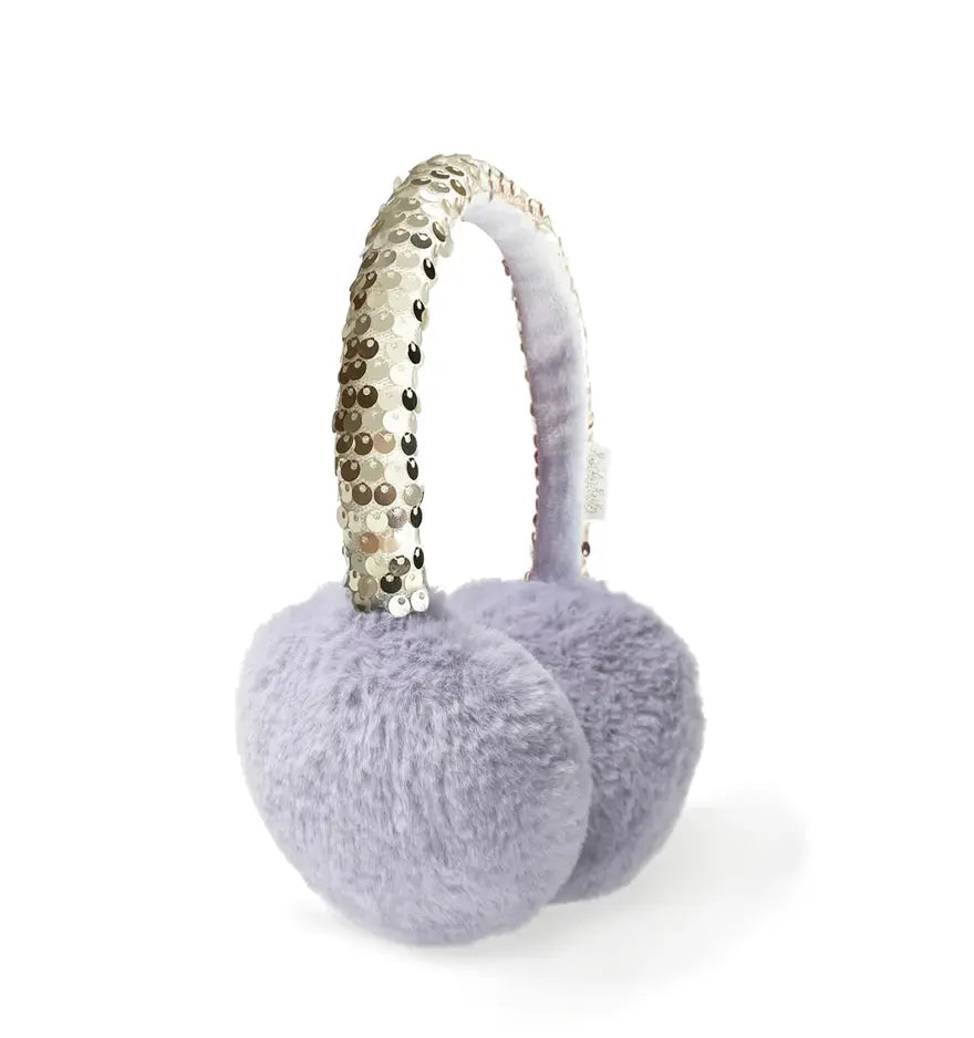 Shimmer Sequin Earmuffs Lilac Rockahula