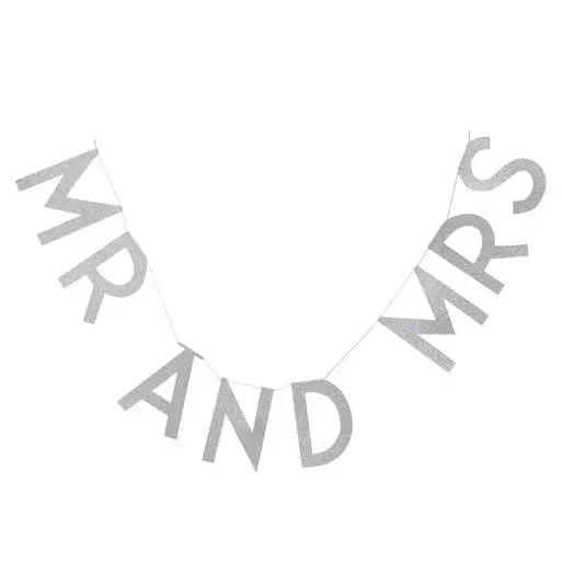 Silver Glitter Mr & Mrs Wedding Bunting - Metallic Perfection Ginger Ray