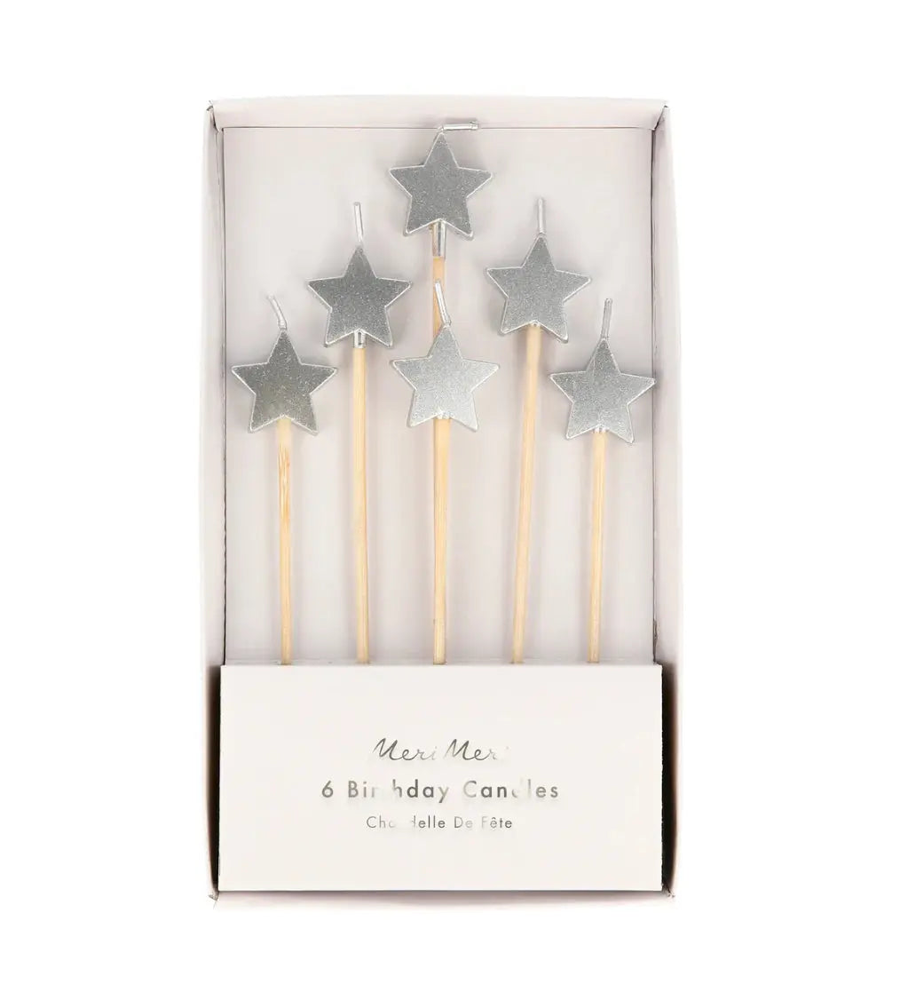 Silver Star Candles (x 6) Meri Meri