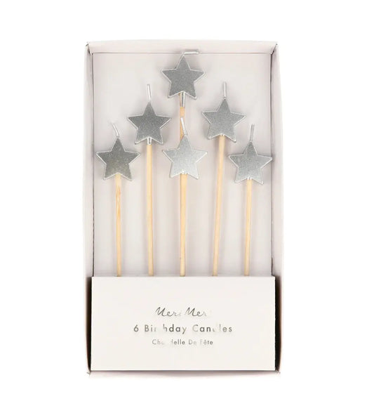 Silver Star Candles (x 6) Meri Meri