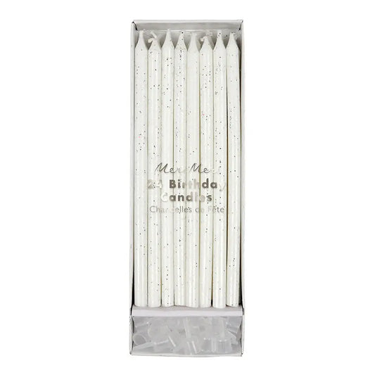 Silver glitter candles Meri Meri