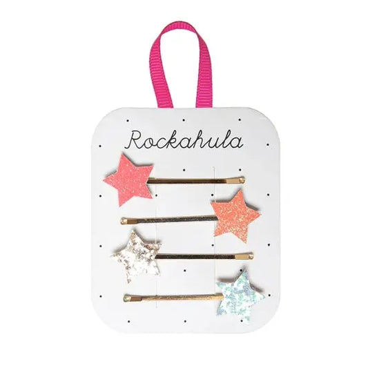 Sparkle Glitter bright star hair slides Rockahula
