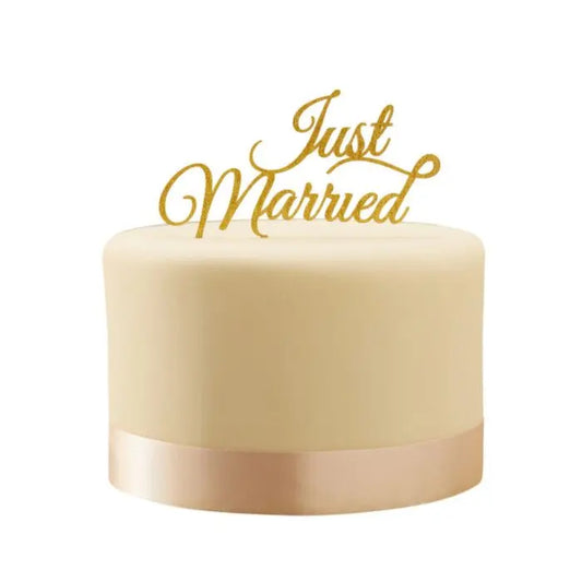 Sparkling Gold Just Married Cake Topper Ginger Ray