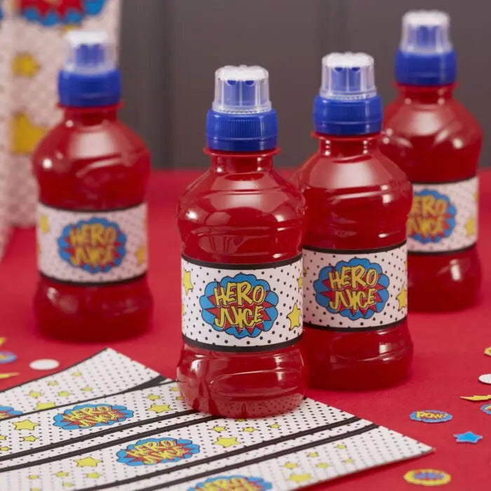 Superhero Juice Labels - Comic Superhero Ginger Ray