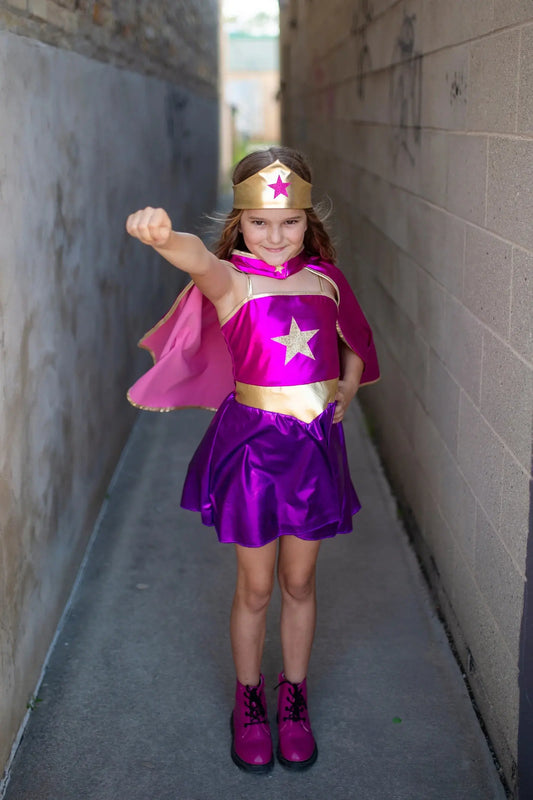 Superhero Star Dress Cape Crown 4 - 6 yrs Great Pretenders