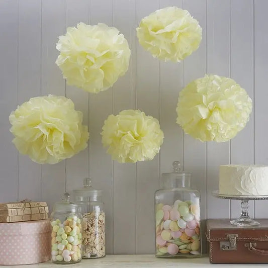 TISSUE PAPER POM POMS YELLOW Ginger Ray