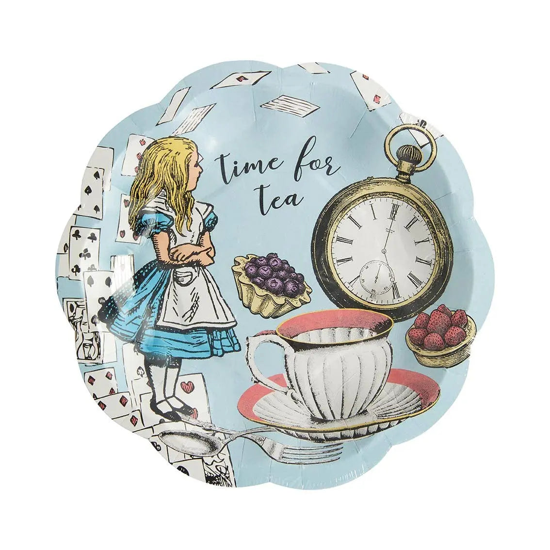 Talking Tables - Blue Alice in Wonderland Plates - 12 Pack Talking Tables