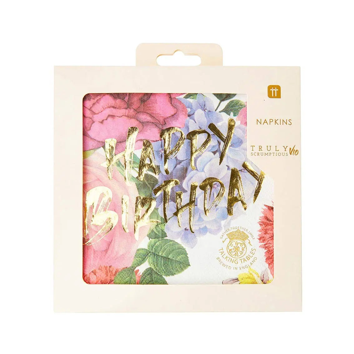 Talking Tables - Floral Happy Birthday Napkins - 20 Pack Talking Tables