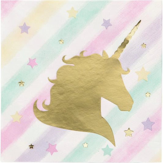 UNICORN SPARKLE BEVERAGE NAPKINS 3 PLY FOIL STAMPED Creative Party & Anniversary House