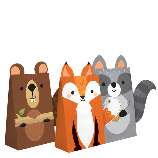 WILD ONE WOODLAND ANIMALS SHAPED PAPER TREAT BAGS WITH ATTACHMENTS Creative Party & Anniversary House