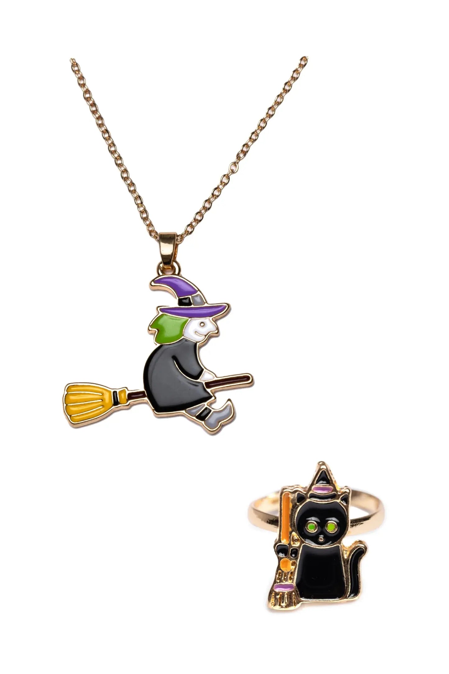 WITCH NECKLACE WITH BLACK CAT RING Great Pretenders