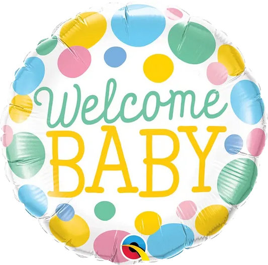 Welcome Baby Dots Foil Balloon qualatex