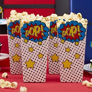 White Popcorn Boxes - Comic Superhero Ginger Ray