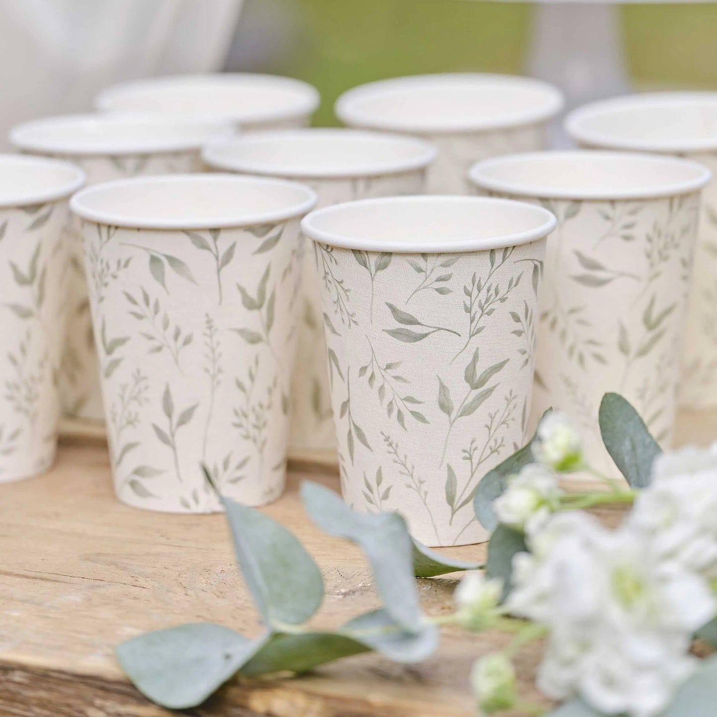 White and Green Christening Paper Cups Ginger Ray