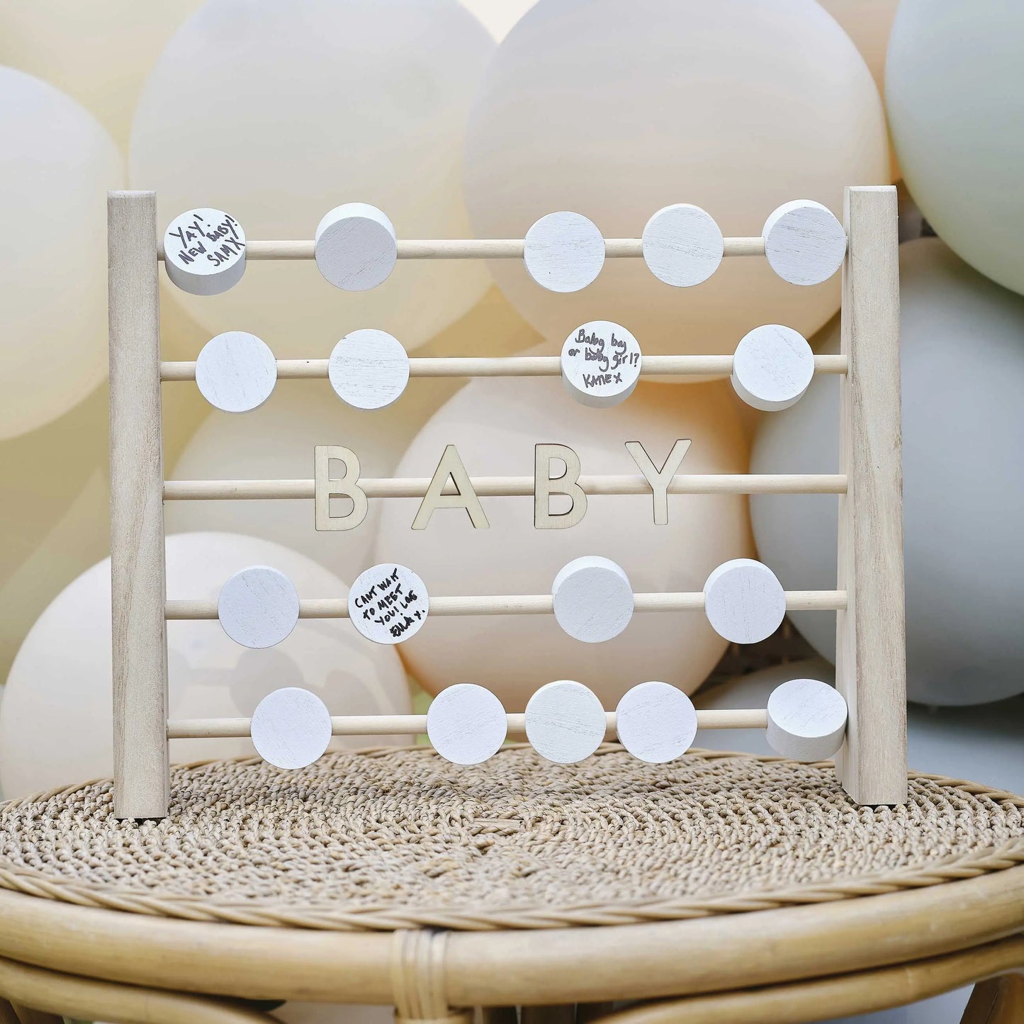 Wooden Abacus Baby Shower Guest Book Ginger Ray