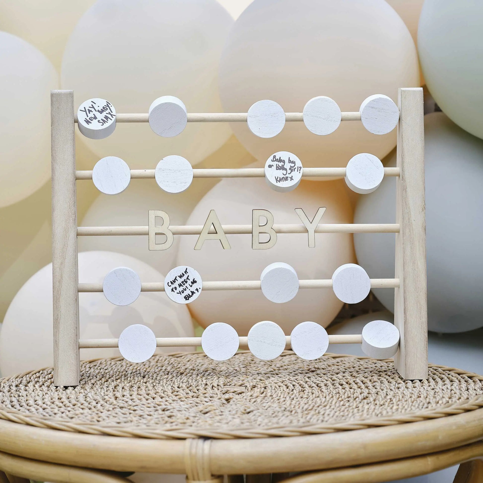 Wooden Abacus Baby Shower Guest Book Ginger Ray