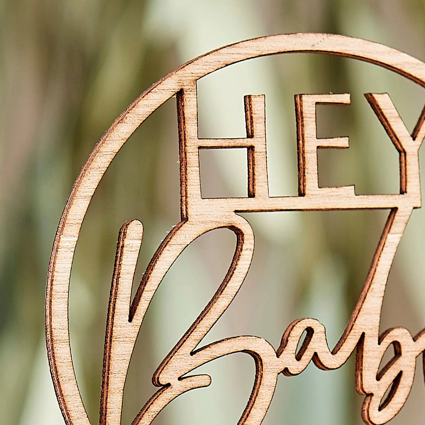 Wooden Hey Baby Shower Cake Topper Ginger Ray