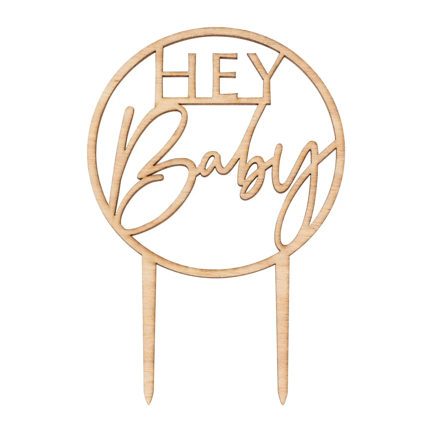 Wooden Hey Baby Shower Cake Topper Ginger Ray