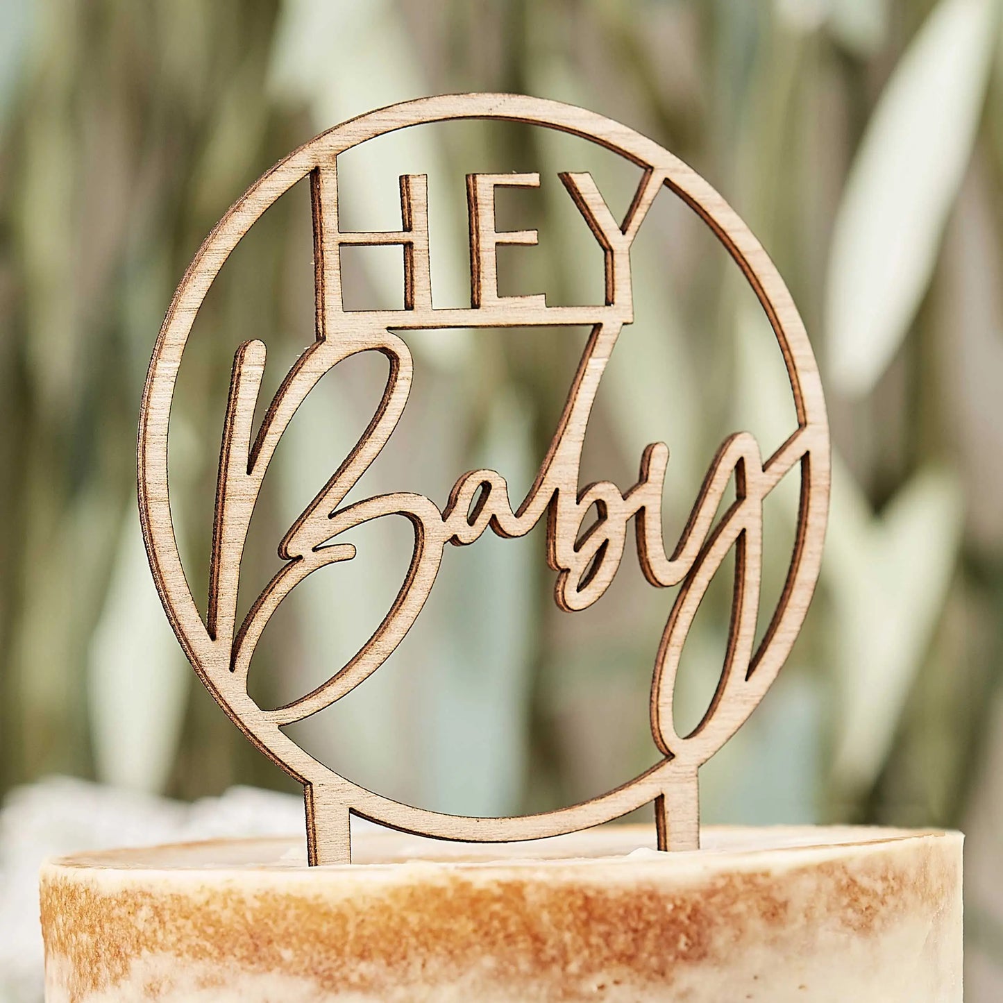 Wooden Hey Baby Shower Cake Topper Ginger Ray