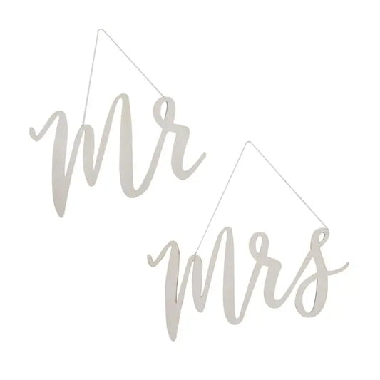 Wooden Mr and Mrs Wedding Chair Signs Ginger Ray